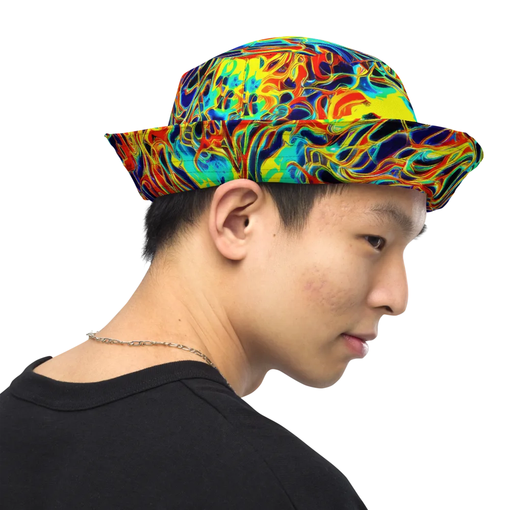 Hypercolor Vortex on Reversible Bucket Hat — Right Outside
