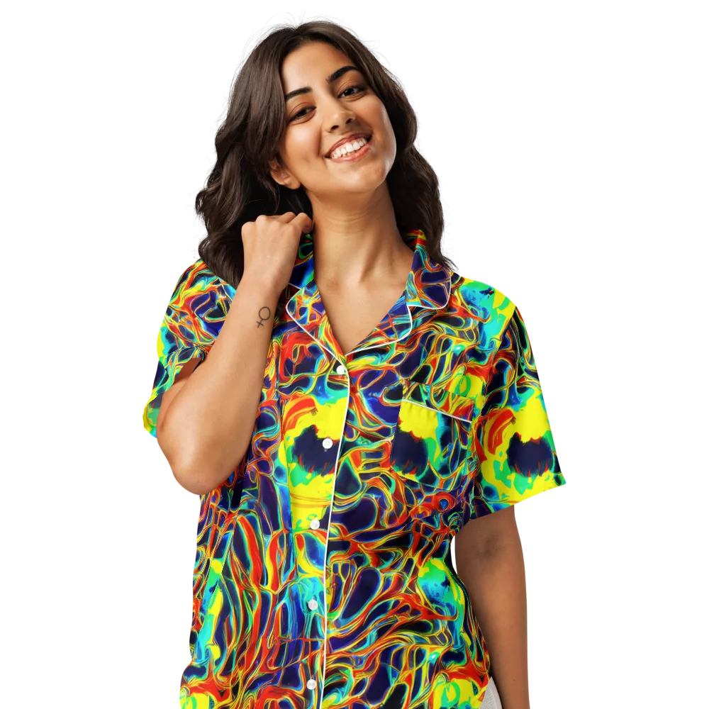 Hypercolor Vortex on Women's Short Sleeve Pajama Top — Front