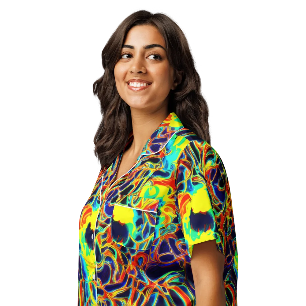 Hypercolor Vortex on Women's Short Sleeve Pajama Top — Left Front