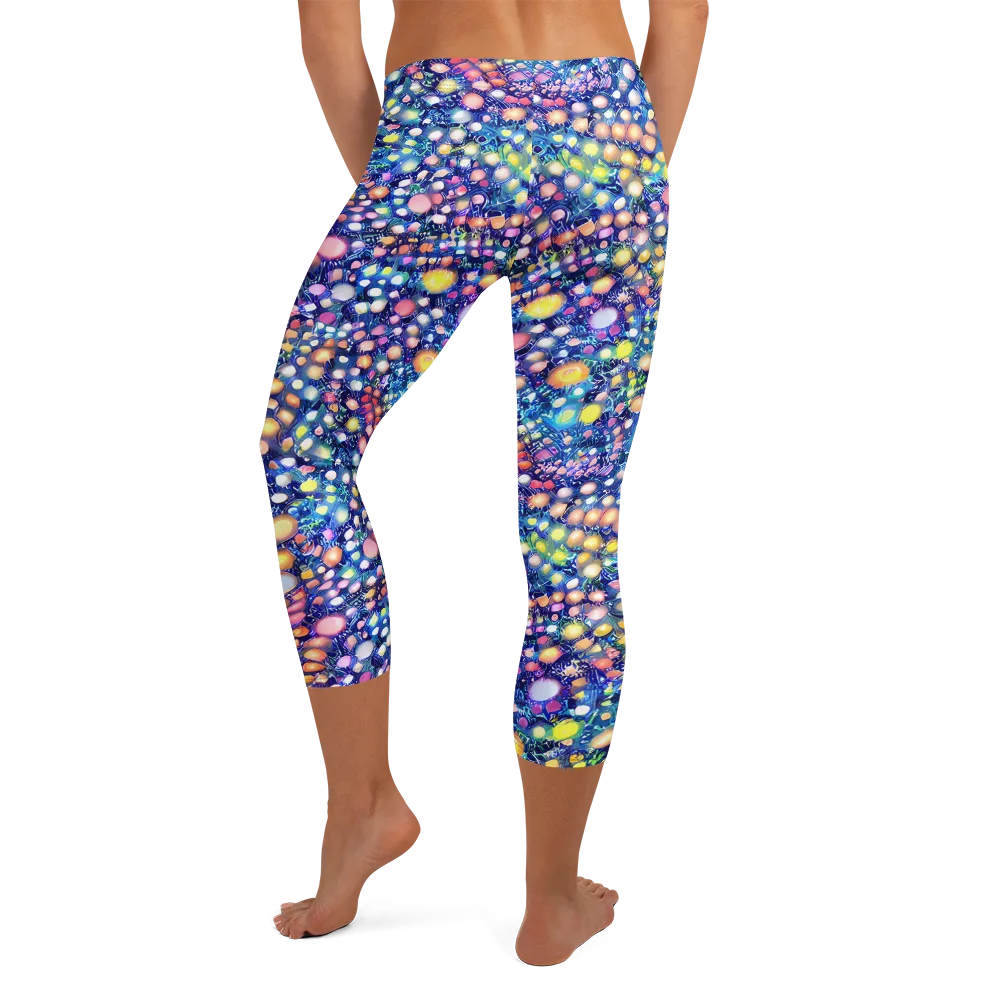 Neon Pebble Garden on Capri Leggings — Back
