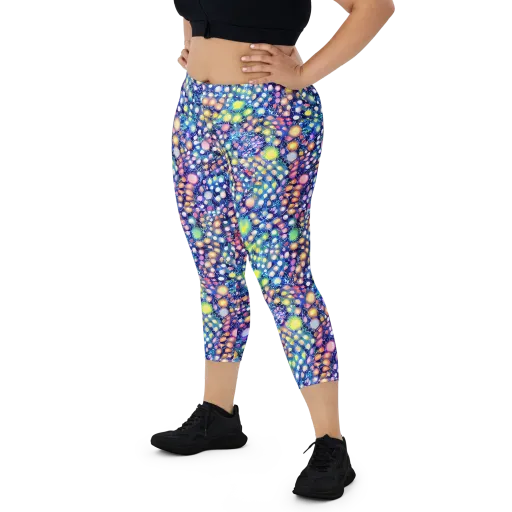 Neon Pebble Garden on a Capri Leggings