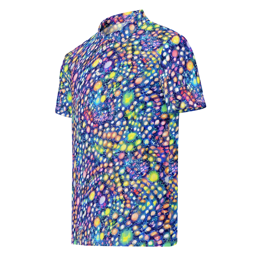 Neon Pebble Garden on Men's Slim Fit Polo Shirt — Left Front