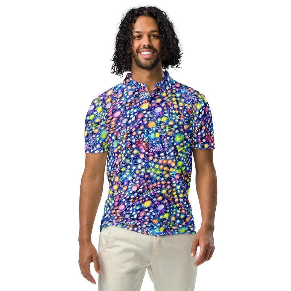 Neon Pebble Garden on Men's Slim Fit Polo Shirt — Front