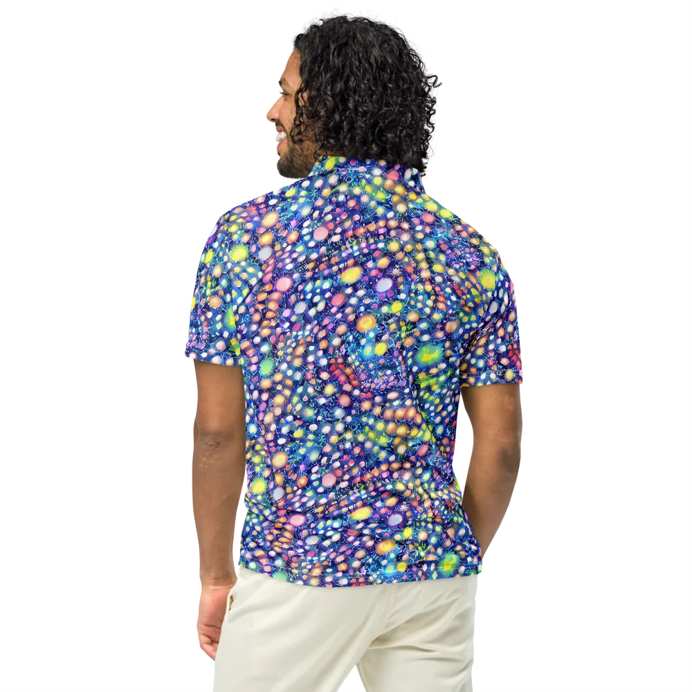 Neon Pebble Garden on Men's Slim Fit Polo Shirt — Back