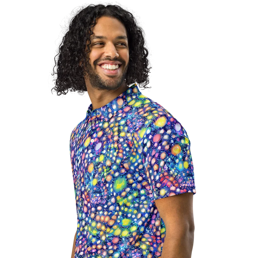 Neon Pebble Garden on Men's Slim Fit Polo Shirt — Left Front