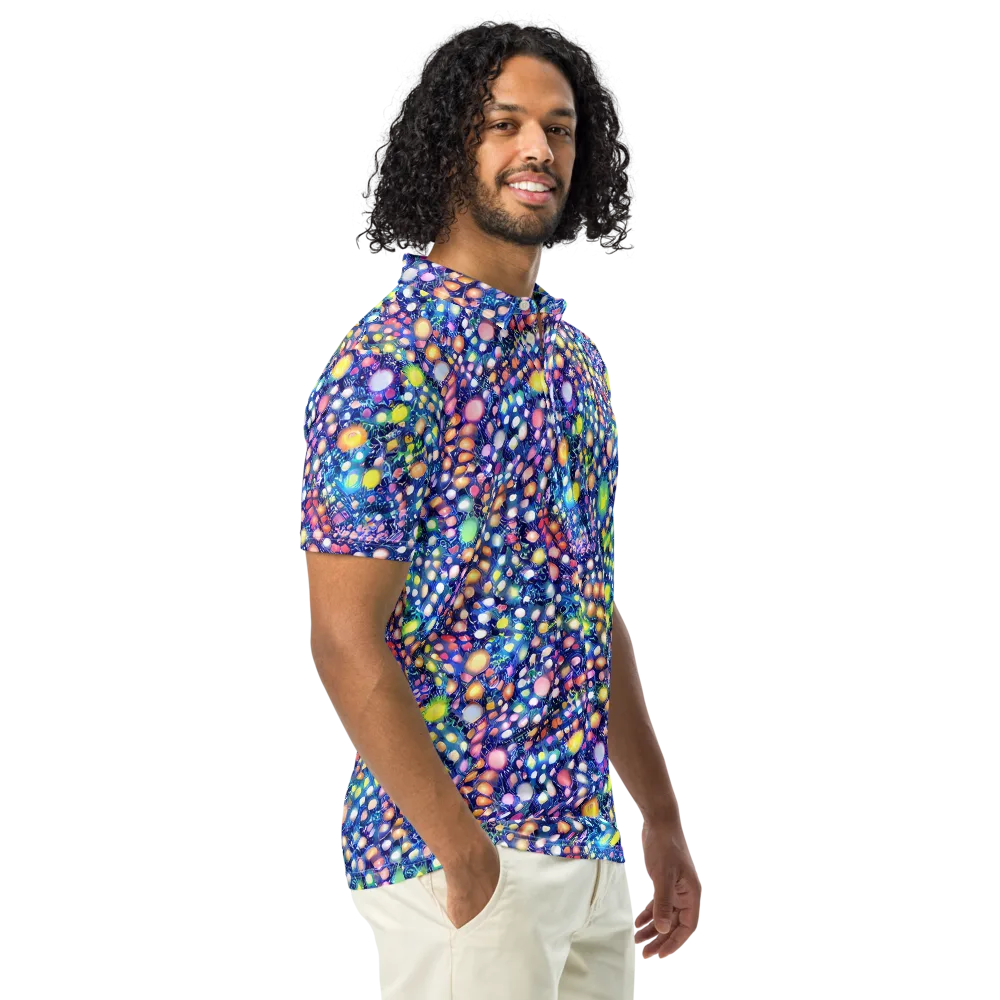 Neon Pebble Garden on Men's Slim Fit Polo Shirt — Right Front