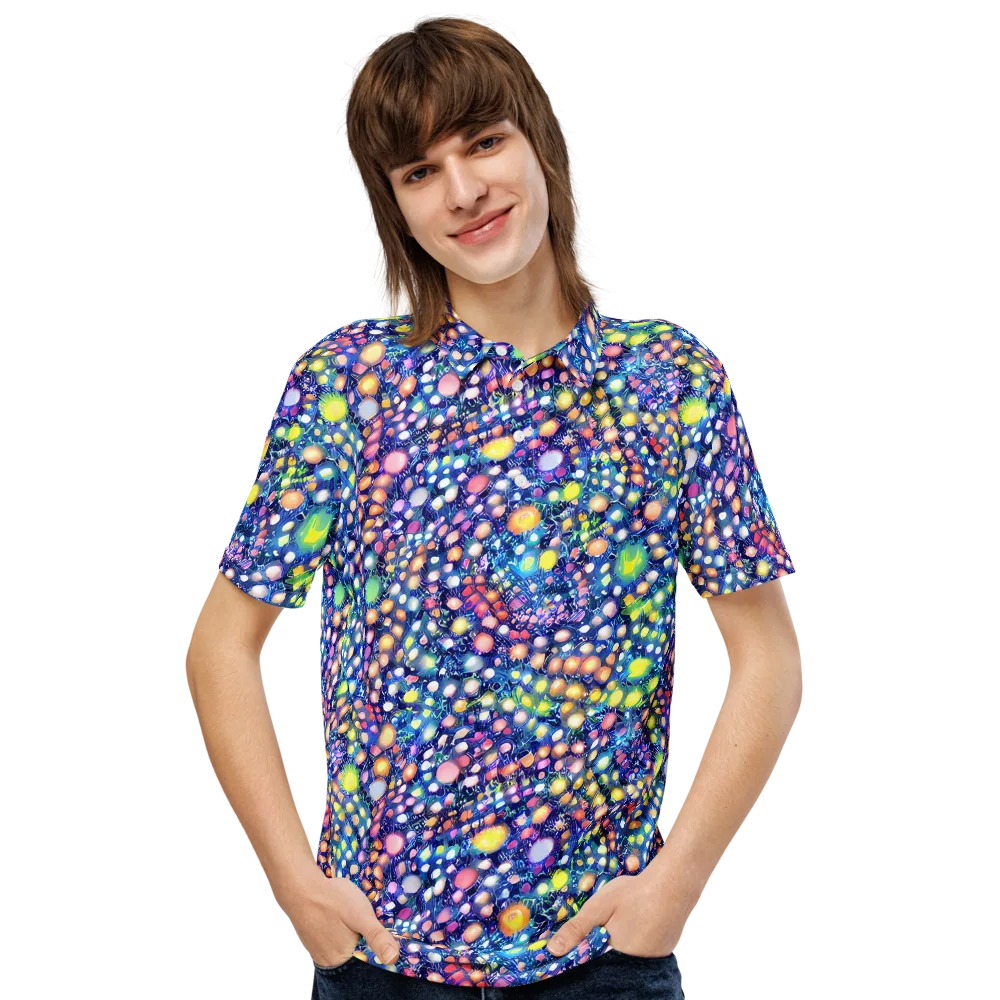 Neon Pebble Garden on Men's Slim Fit Polo Shirt — Front