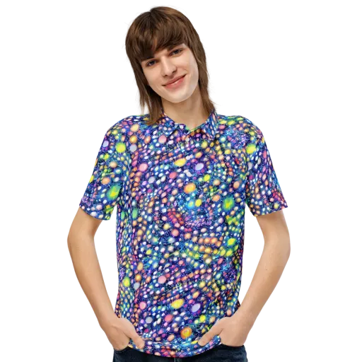 Neon Pebble Garden on a Men's Slim Fit Polo Shirt