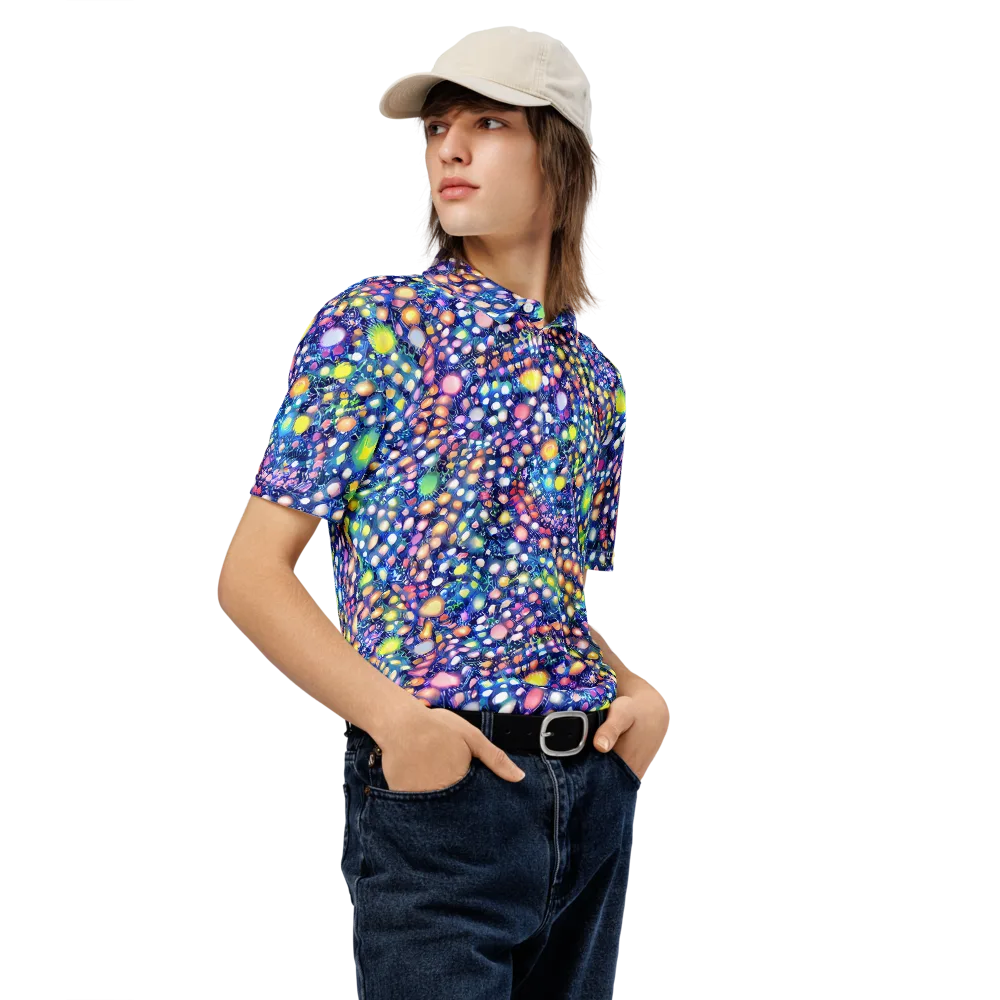 Neon Pebble Garden on Men's Slim Fit Polo Shirt — Right Front