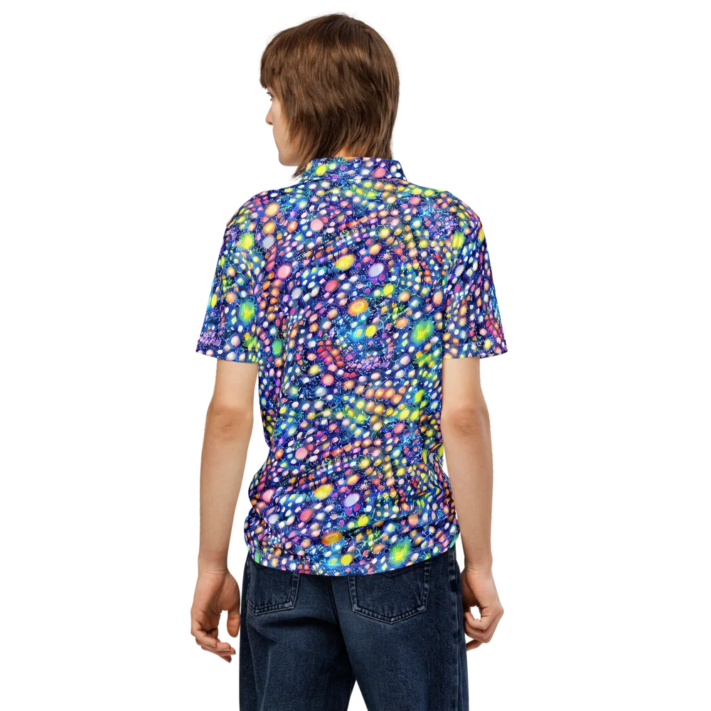 Neon Pebble Garden on Men's Slim Fit Polo Shirt — Back