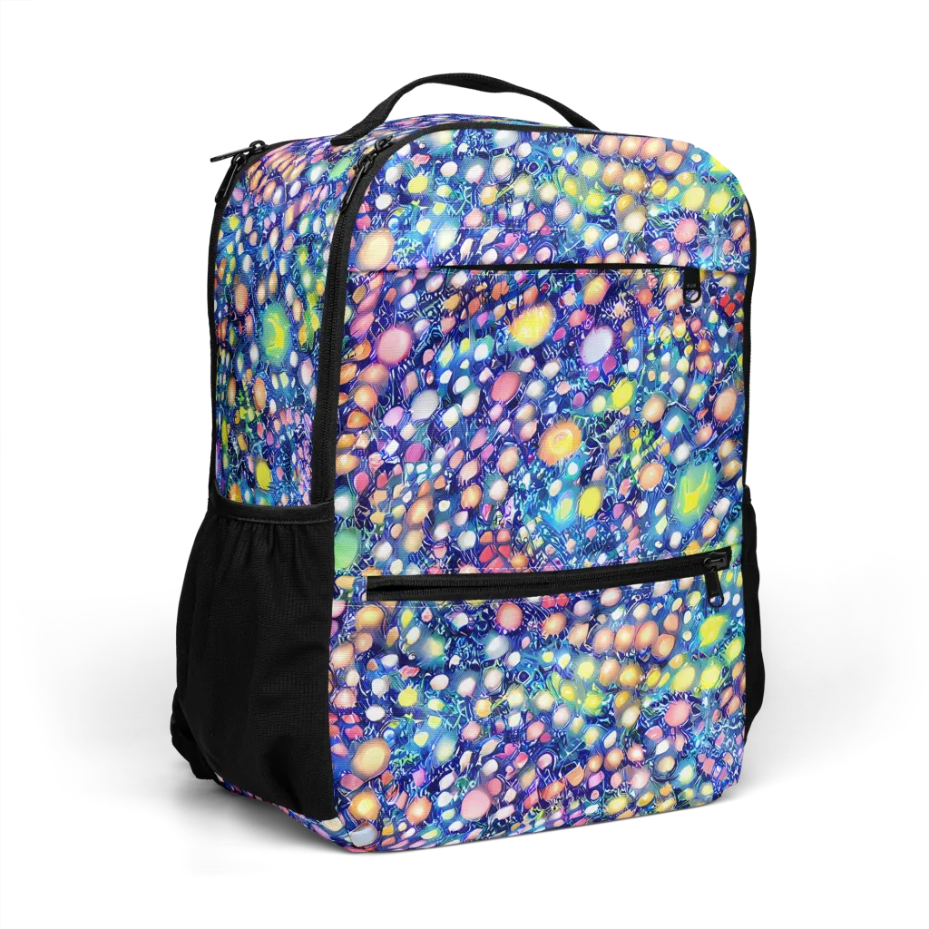 Neon Pebble Garden on Utility Backpack — Right Front