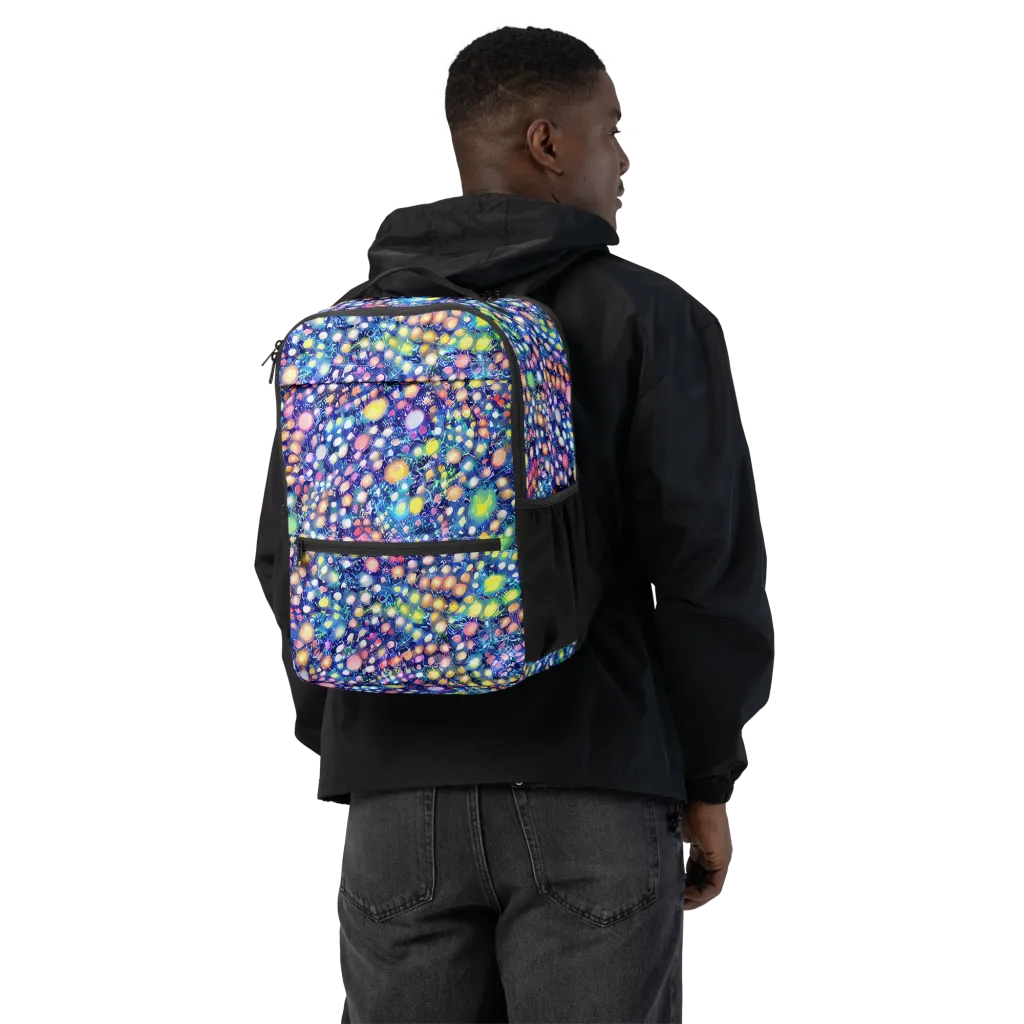 Neon Pebble Garden on Utility Backpack — Back