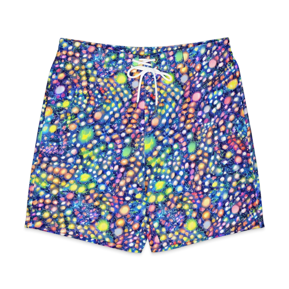 Neon Pebble Garden on Men's Board Shorts — Front