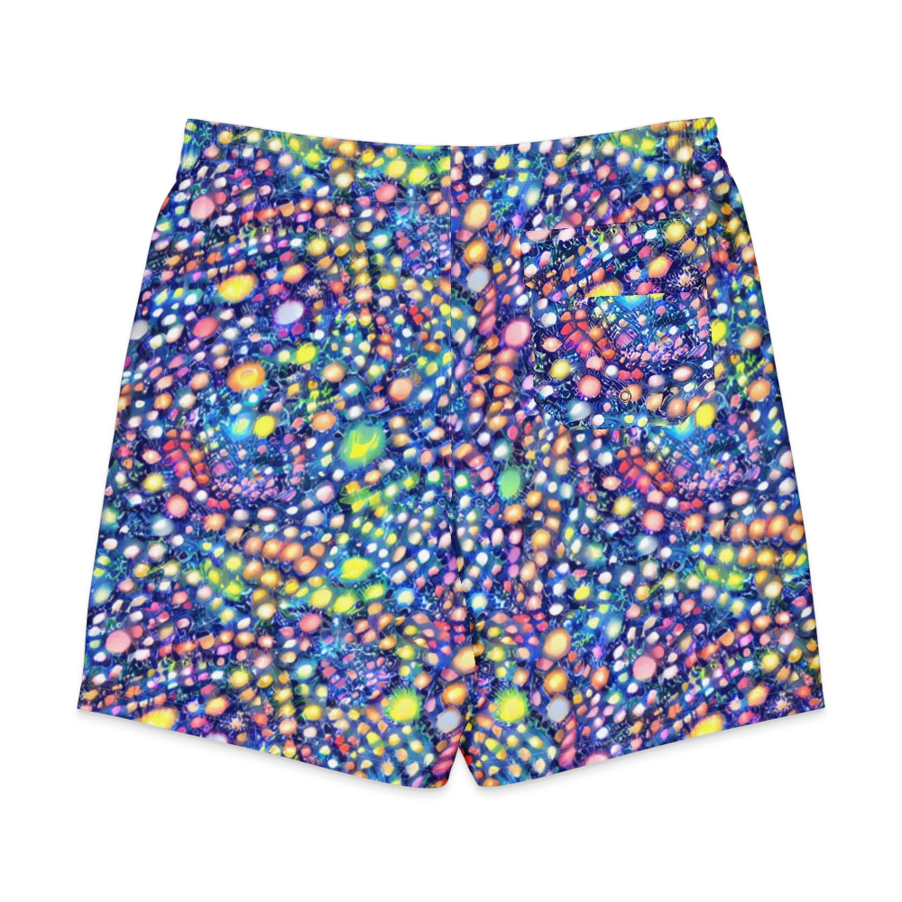 Neon Pebble Garden on Men's Board Shorts — Back