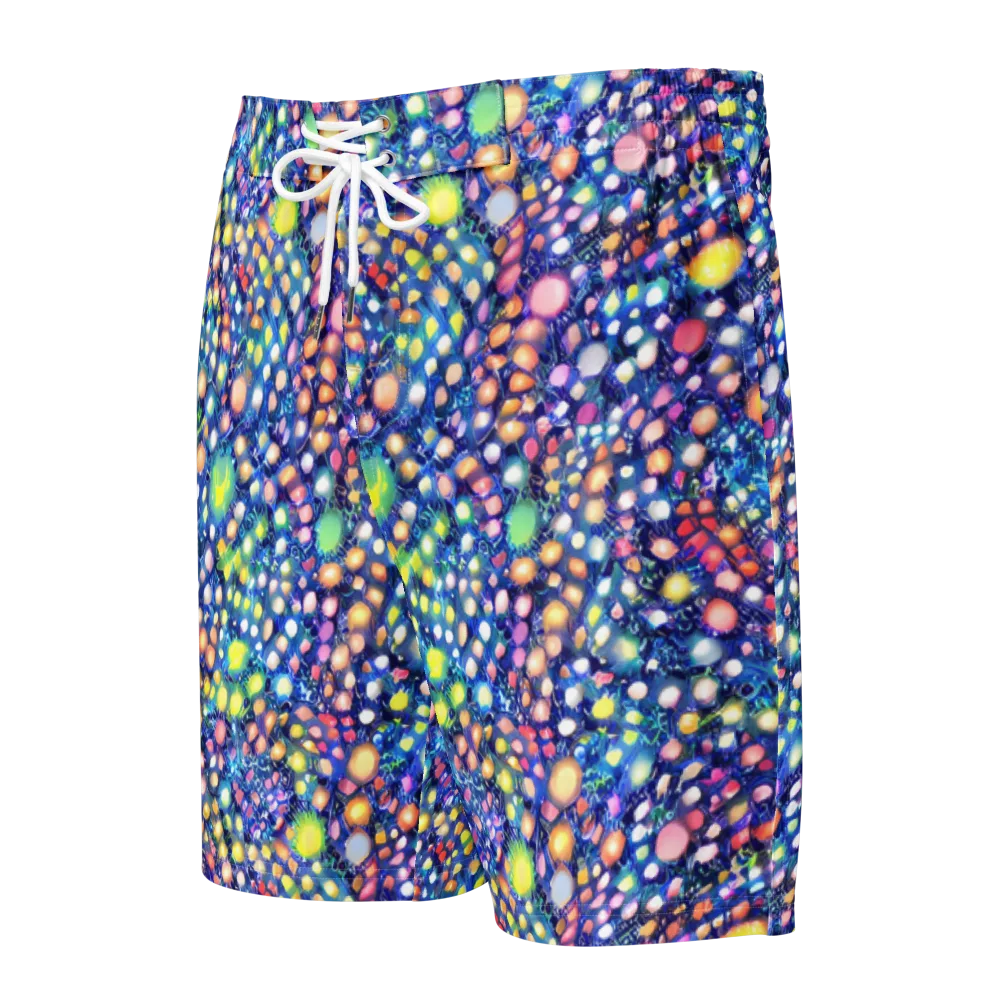 Neon Pebble Garden on Men's Board Shorts — Front