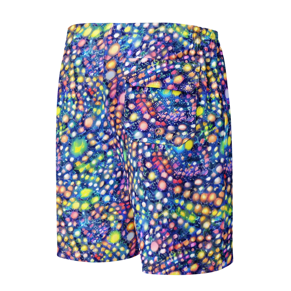 Neon Pebble Garden on Men's Board Shorts — Back