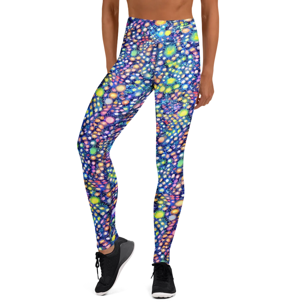Neon Pebble Garden on Yoga Leggings — Front