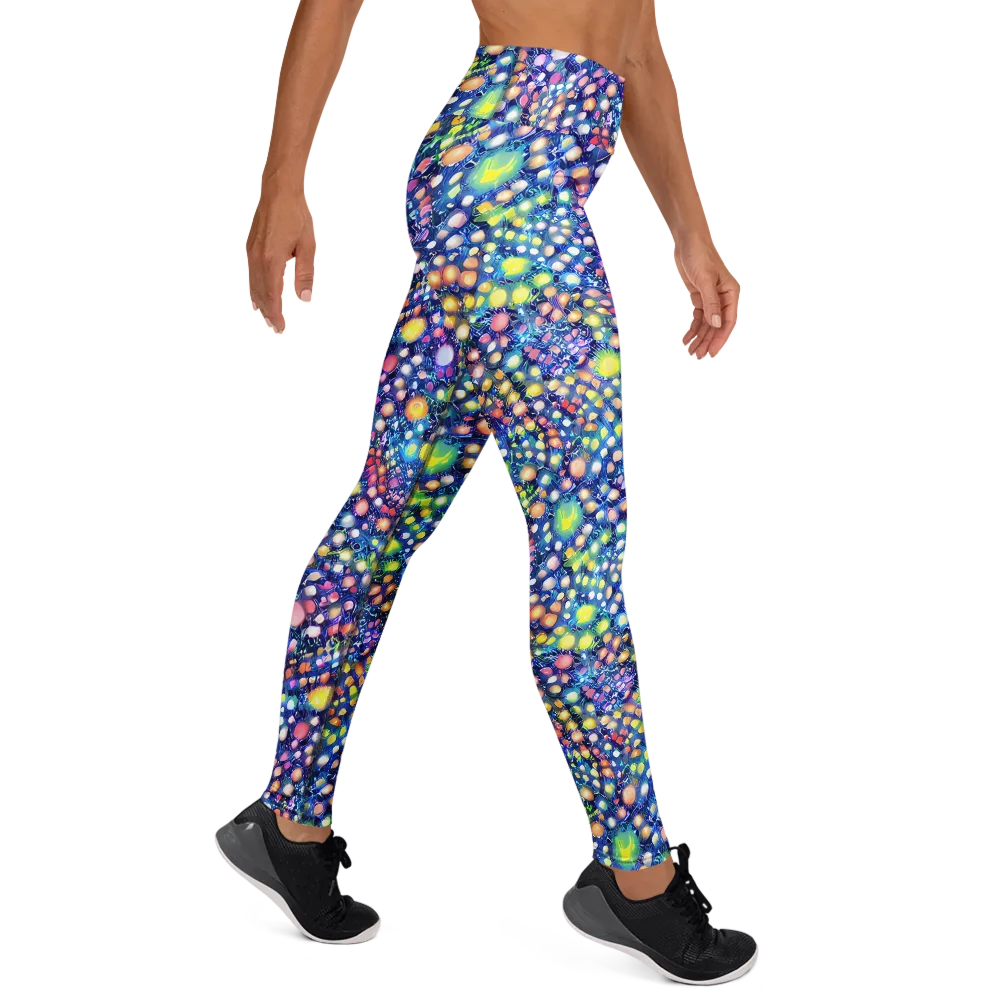 Neon Pebble Garden on Yoga Leggings — Right