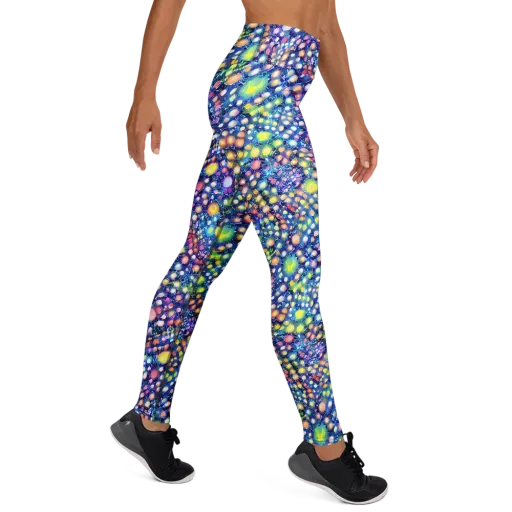 Neon Pebble Garden on a Yoga Leggings