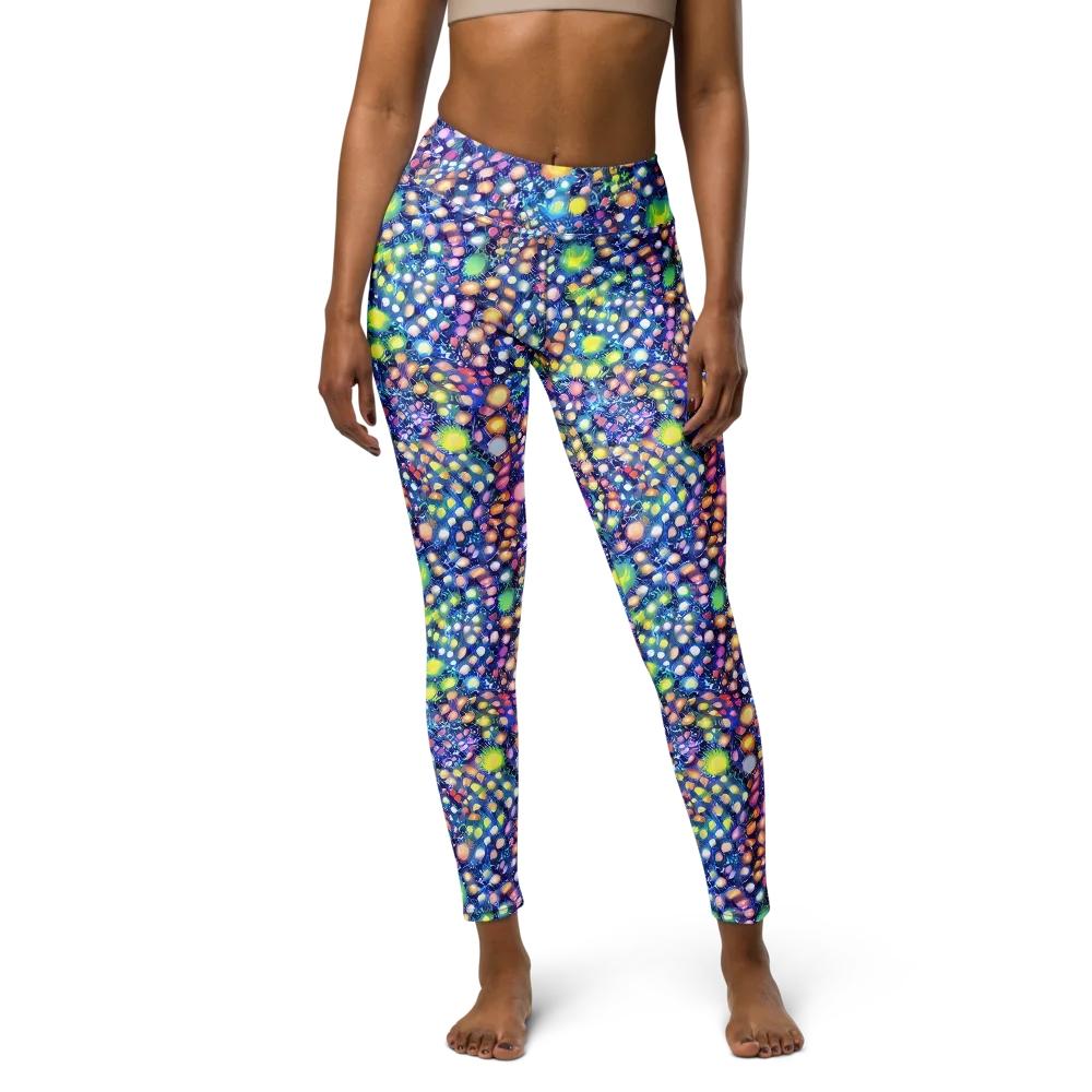 Neon Pebble Garden on Yoga Leggings — Front