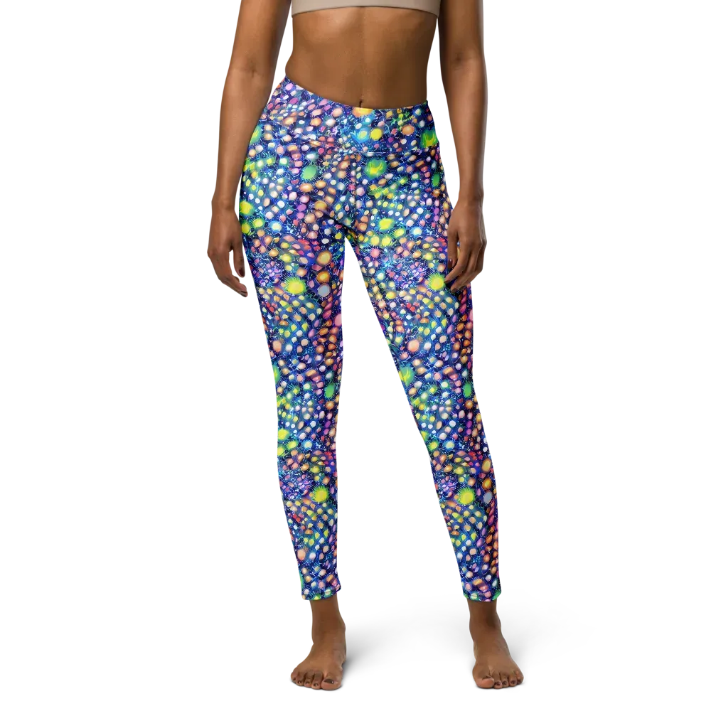 Neon Pebble Garden on Yoga Leggings — Front