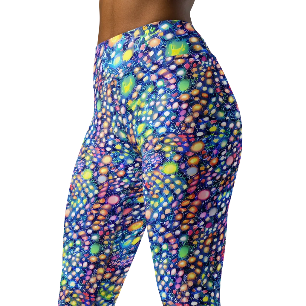 Neon Pebble Garden on Yoga Leggings — Left Front