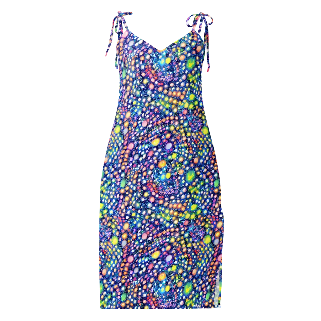 Neon Pebble Garden on Slip Dress — Front