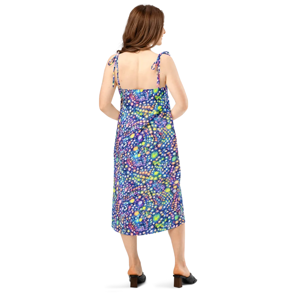 Neon Pebble Garden on Slip Dress — Back