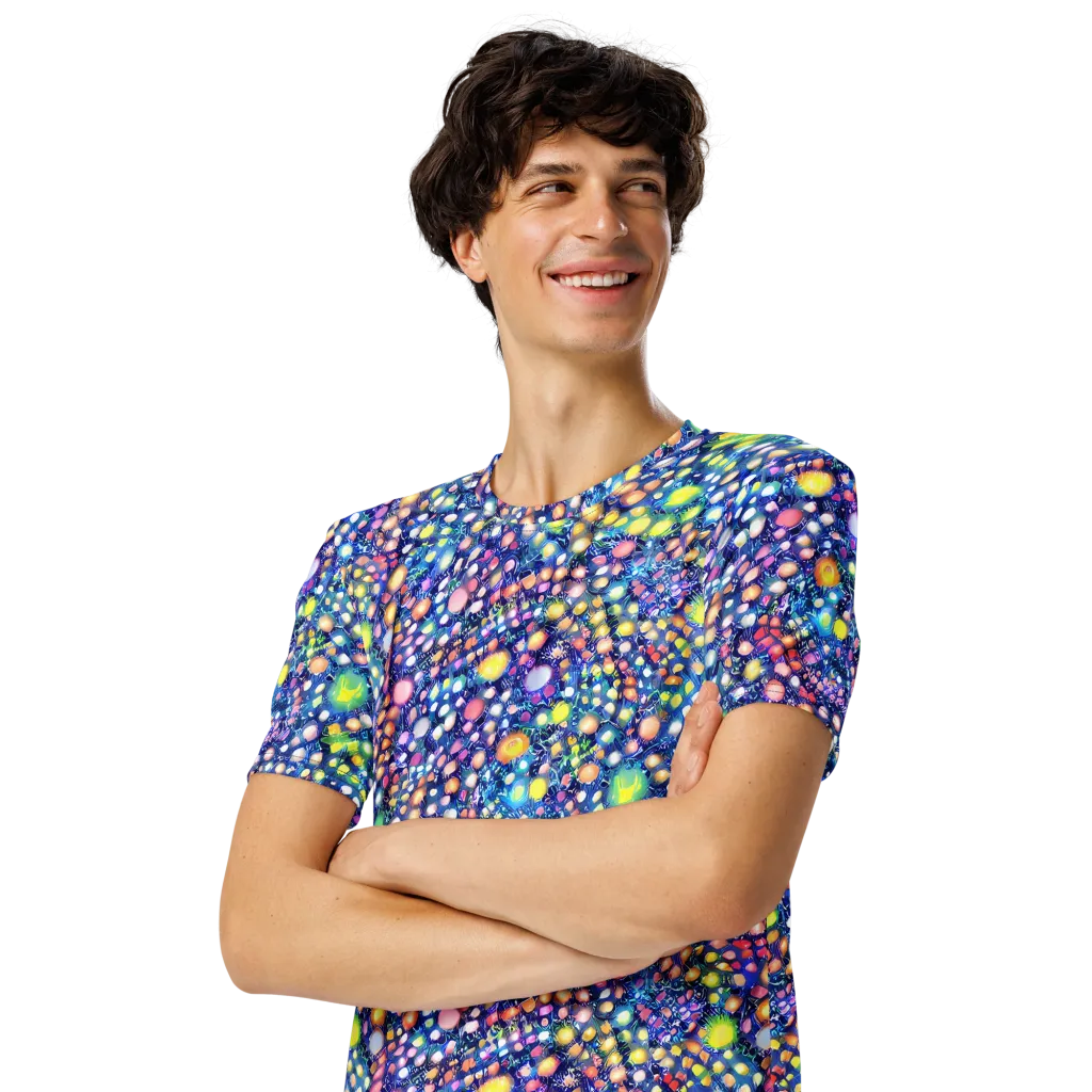 Neon Pebble Garden on Men's Crew Neck T-Shirt — Left Front
