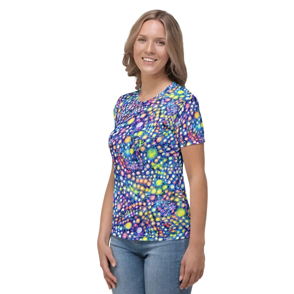 Neon Pebble Garden on Women's Crew Neck T-Shirt — Left