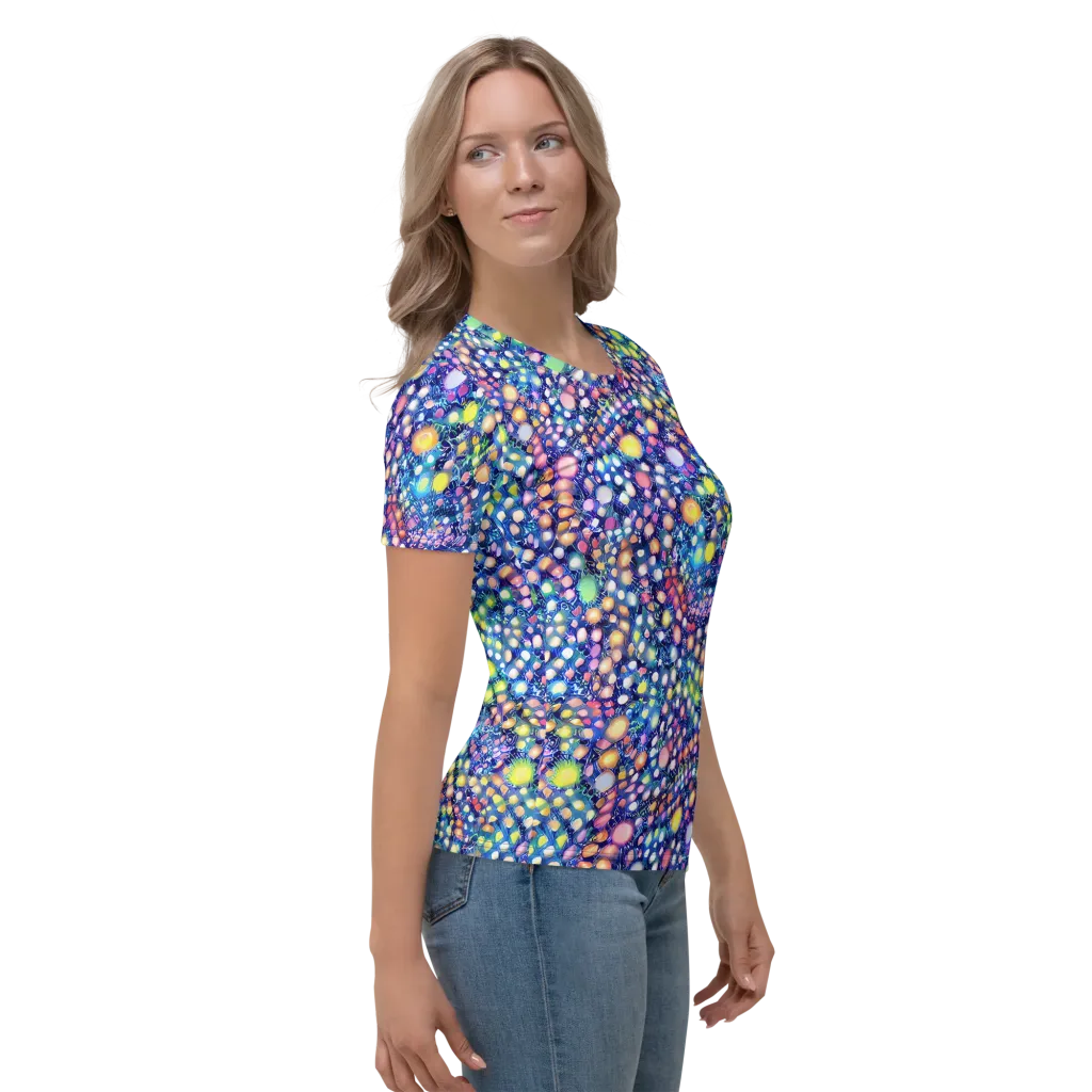 Neon Pebble Garden on Women's Crew Neck T-Shirt — Right