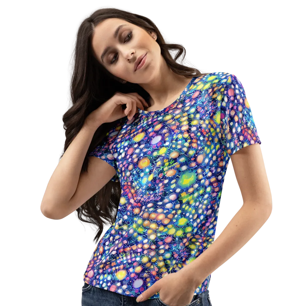 Neon Pebble Garden on Women's Crew Neck T-Shirt — Left Front