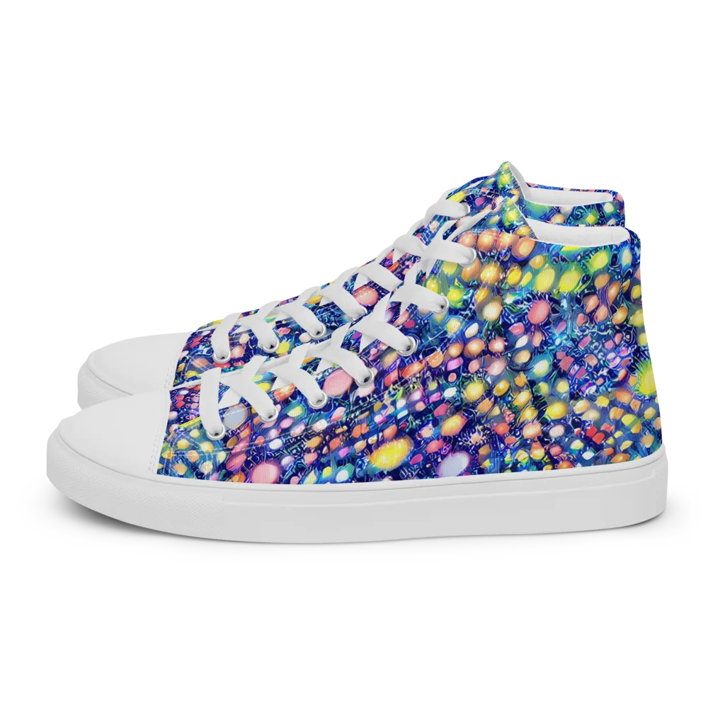 Neon Pebble Garden on Women's High Top Canvas Shoes — Left