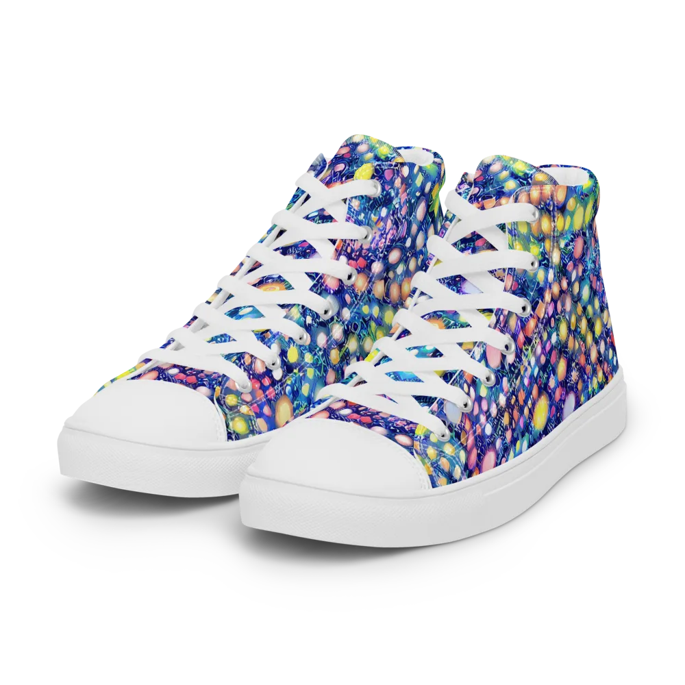 Neon Pebble Garden on Women's High Top Canvas Shoes — Left Front