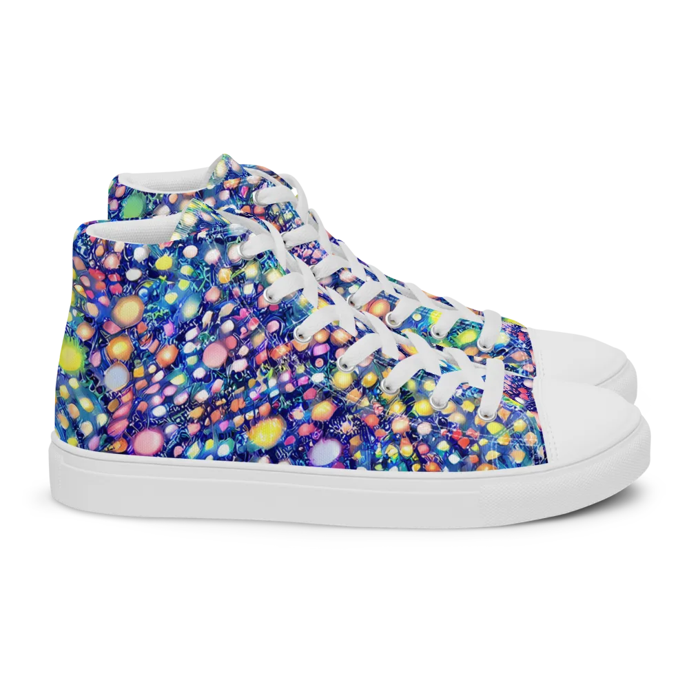 Neon Pebble Garden on Women's High Top Canvas Shoes — Right