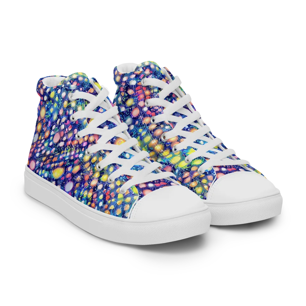 Neon Pebble Garden on Women's High Top Canvas Shoes — Right Front