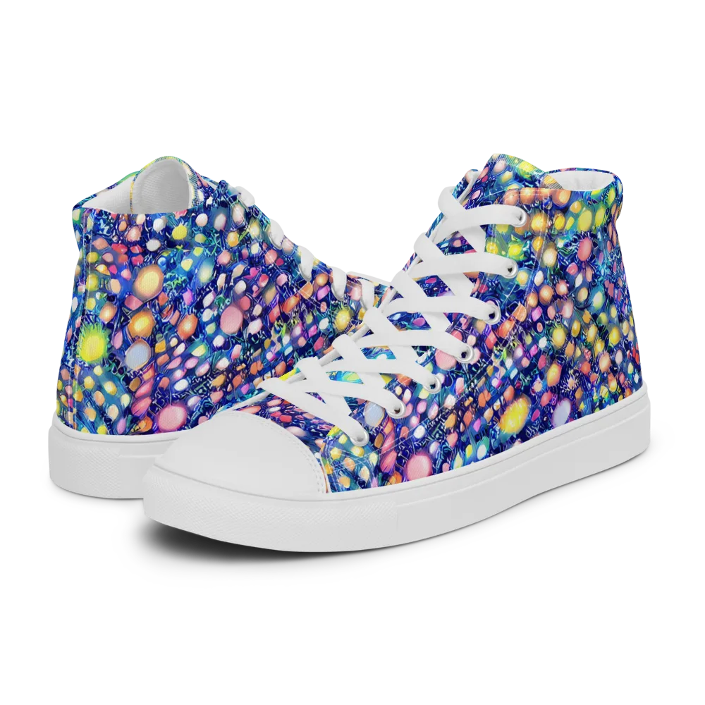 Neon Pebble Garden on Women's High Top Canvas Shoes — Left