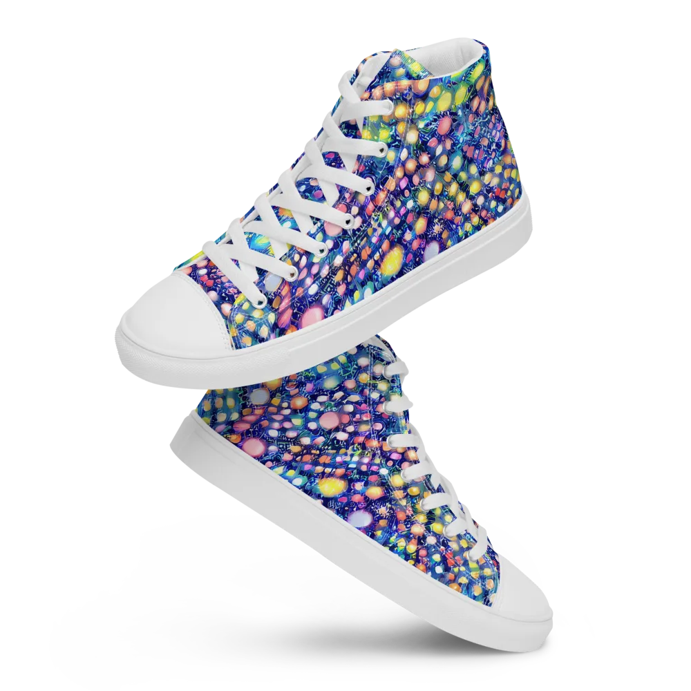 Neon Pebble Garden on Women's High Top Canvas Shoes — Front
