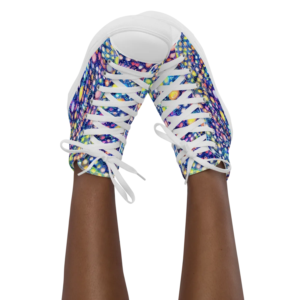Neon Pebble Garden on Women's High Top Canvas Shoes — Front
