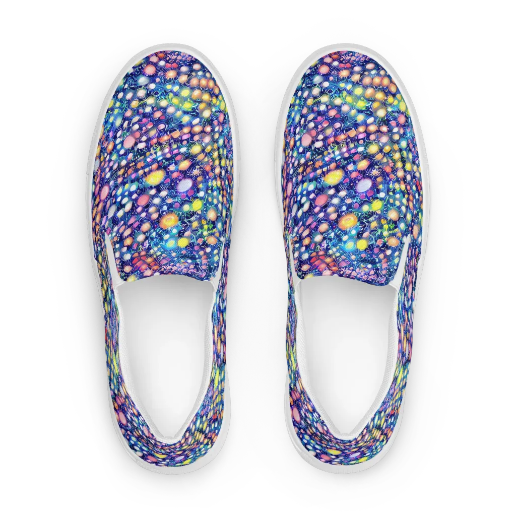 Neon Pebble Garden on Men's Slip-On Canvas Shoes — Front