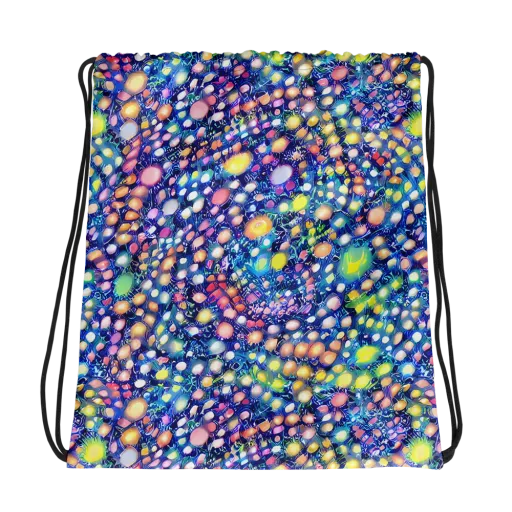 Neon Pebble Garden on a Drawstring Bag