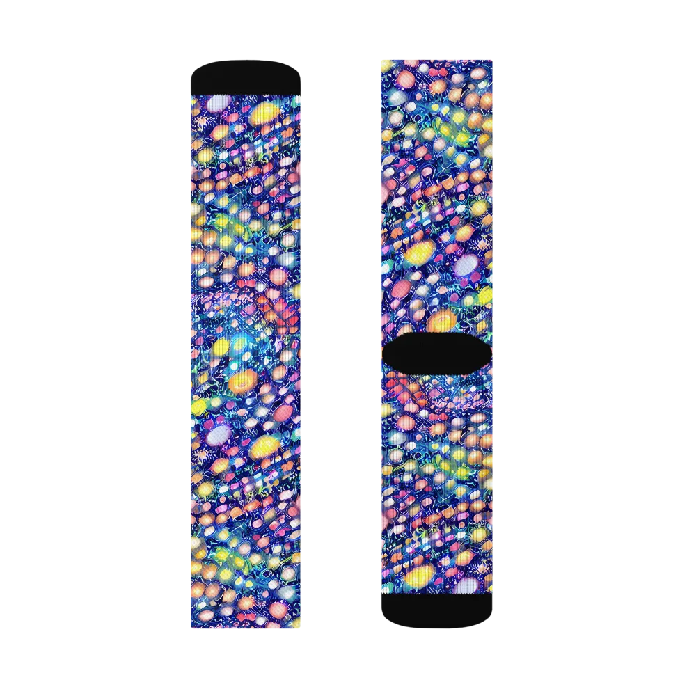 Neon Pebble Garden on Socks — Left Sock