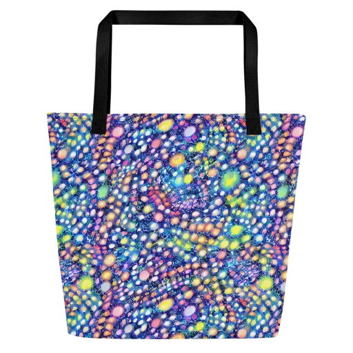 Neon Pebble Garden on a Large Tote Bag W/ Pocket