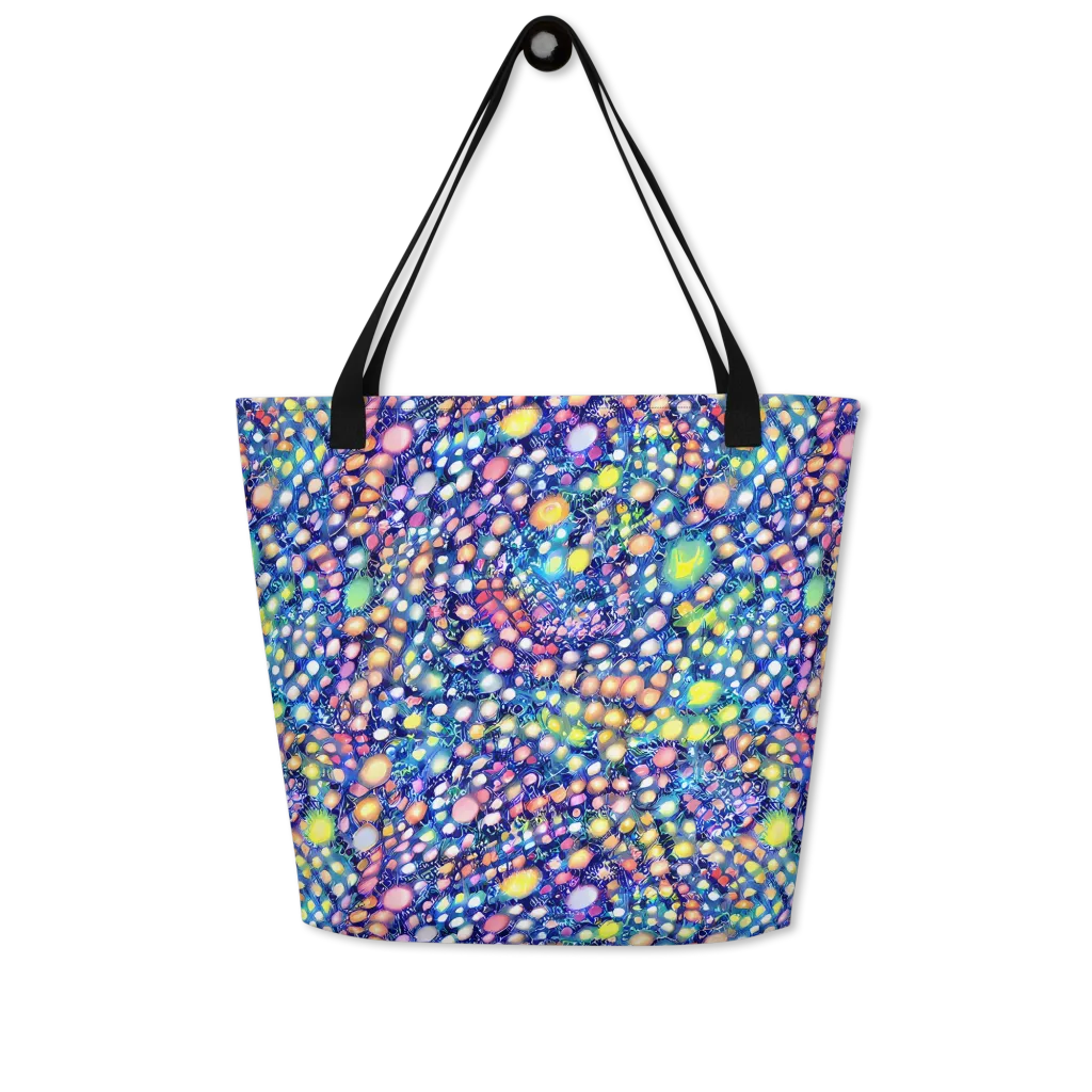 Neon Pebble Garden on Large Tote Bag W/ Pocket — Front