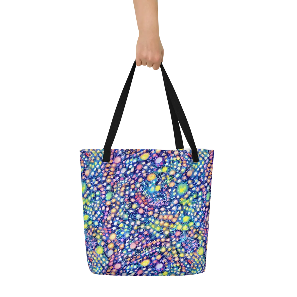 Neon Pebble Garden on Large Tote Bag W/ Pocket — Front