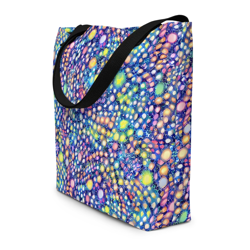 Neon Pebble Garden on Large Tote Bag W/ Pocket — Front