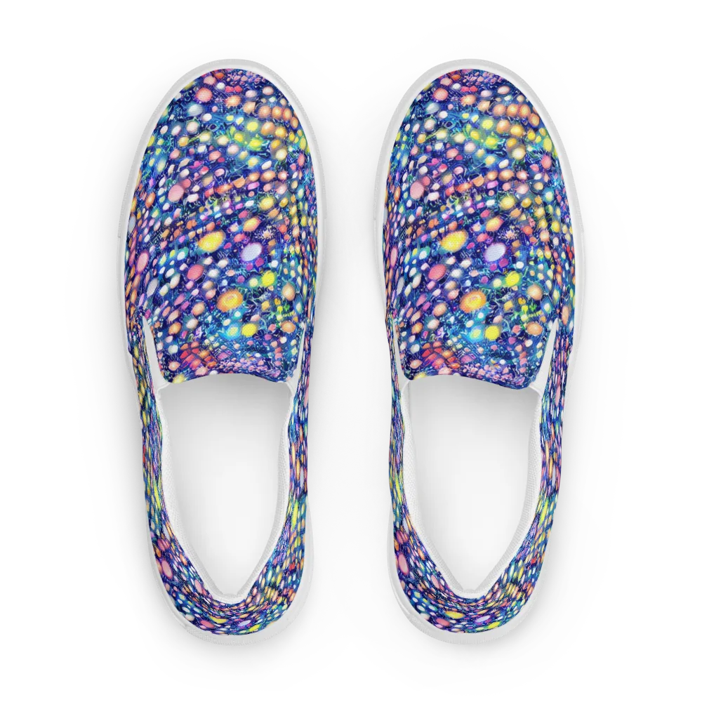Neon Pebble Garden on Women's Slip-On Canvas Shoes — Front