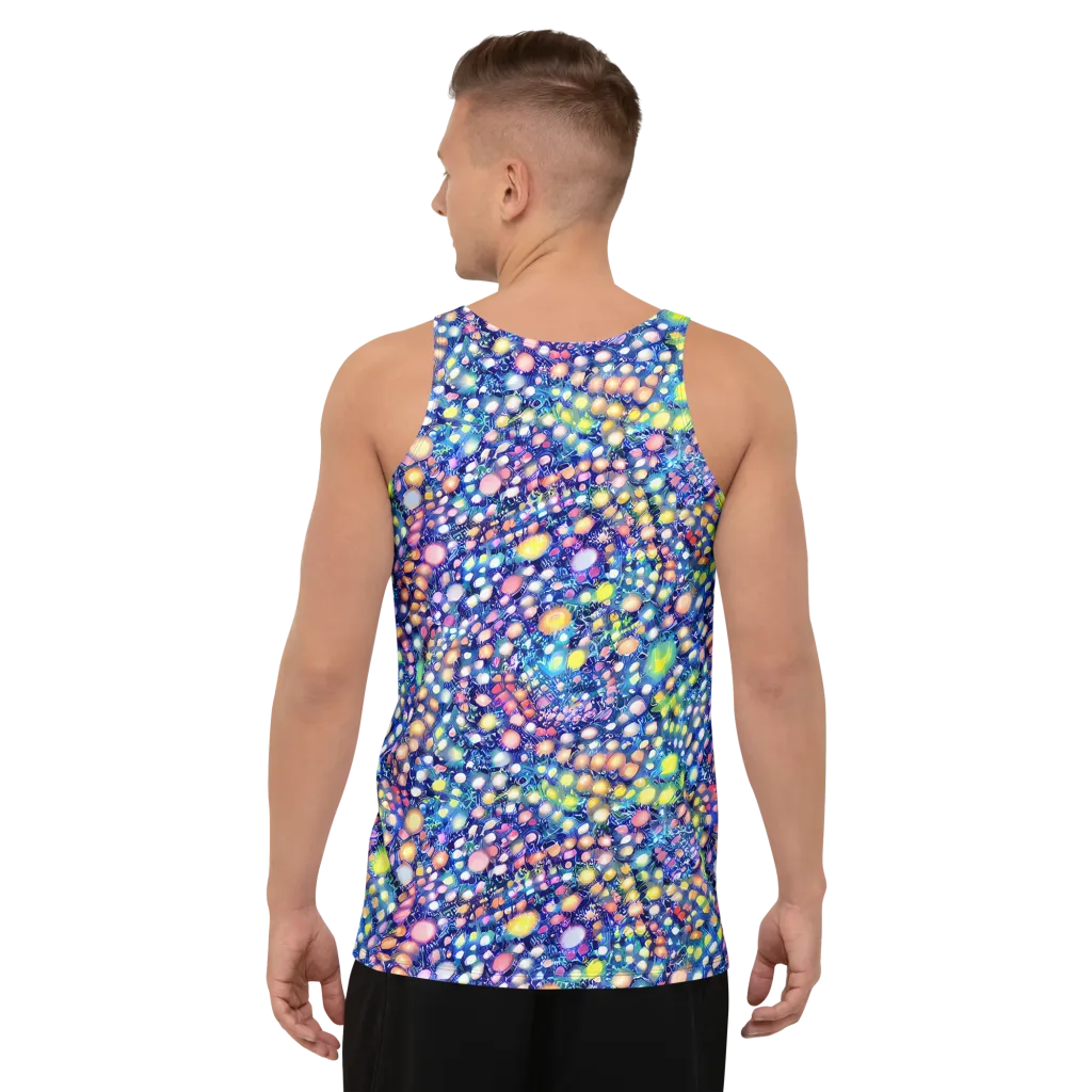 Neon Pebble Garden on Men's Tank Top — Back
