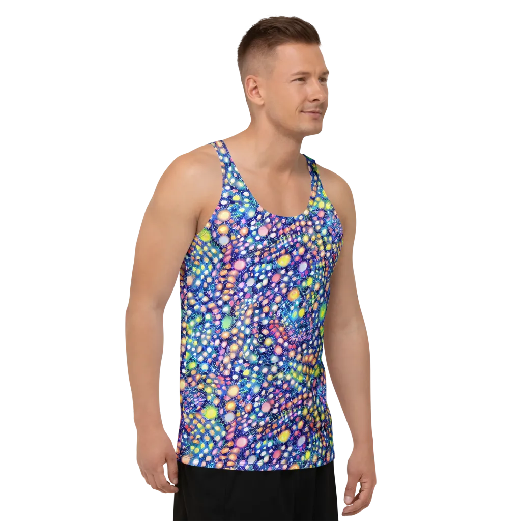 Neon Pebble Garden on Men's Tank Top — Right Front