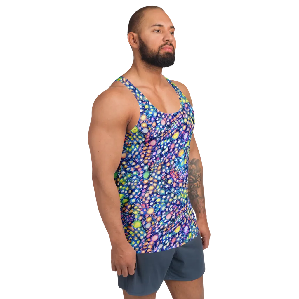 Neon Pebble Garden on Men's Tank Top — Right Front